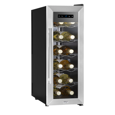 Baridi DH74 12 Bottle Wine Fridge with Digital Touch Screen Controls, Metal Shelves & LED Light - Stainless Steel