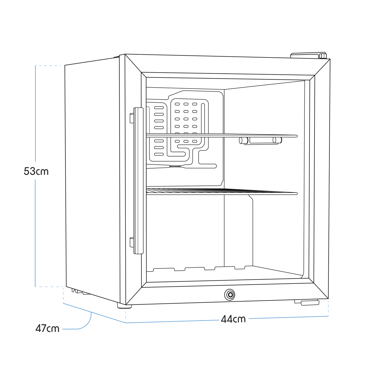 Baridi DH75 Mini Tabletop Beer & Drinks Fridge with Lock & Key, Metal Shelves & LED Light 50L - additional view 15