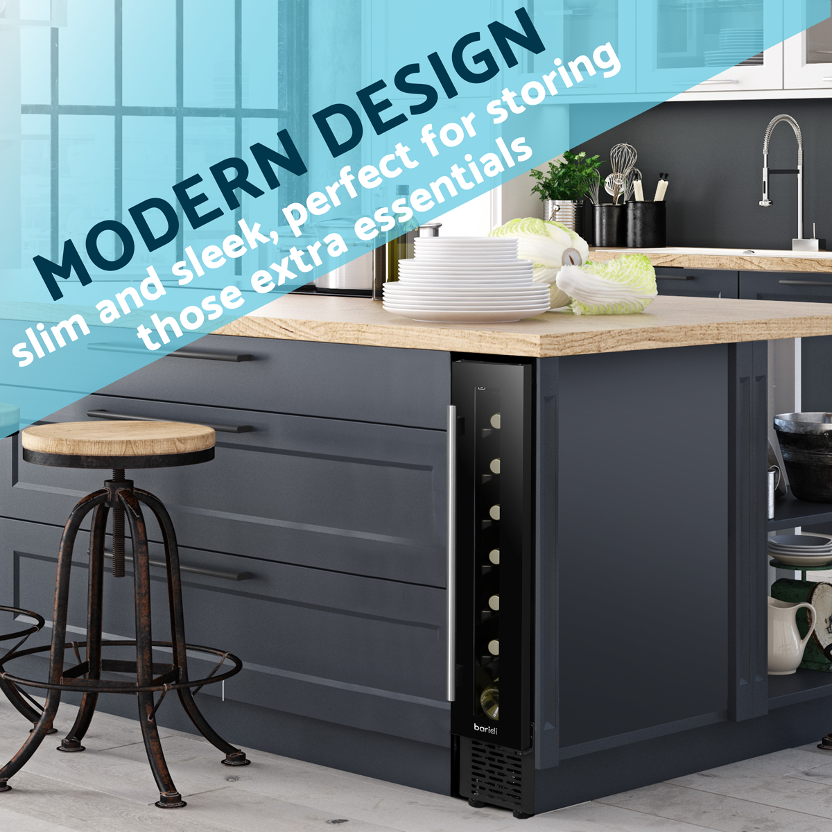 Baridi DH76 7 Bottle Extra-Slim Undercounter Wine Fridge with Digital Touch Screen Controls & LED Light - additional view 16