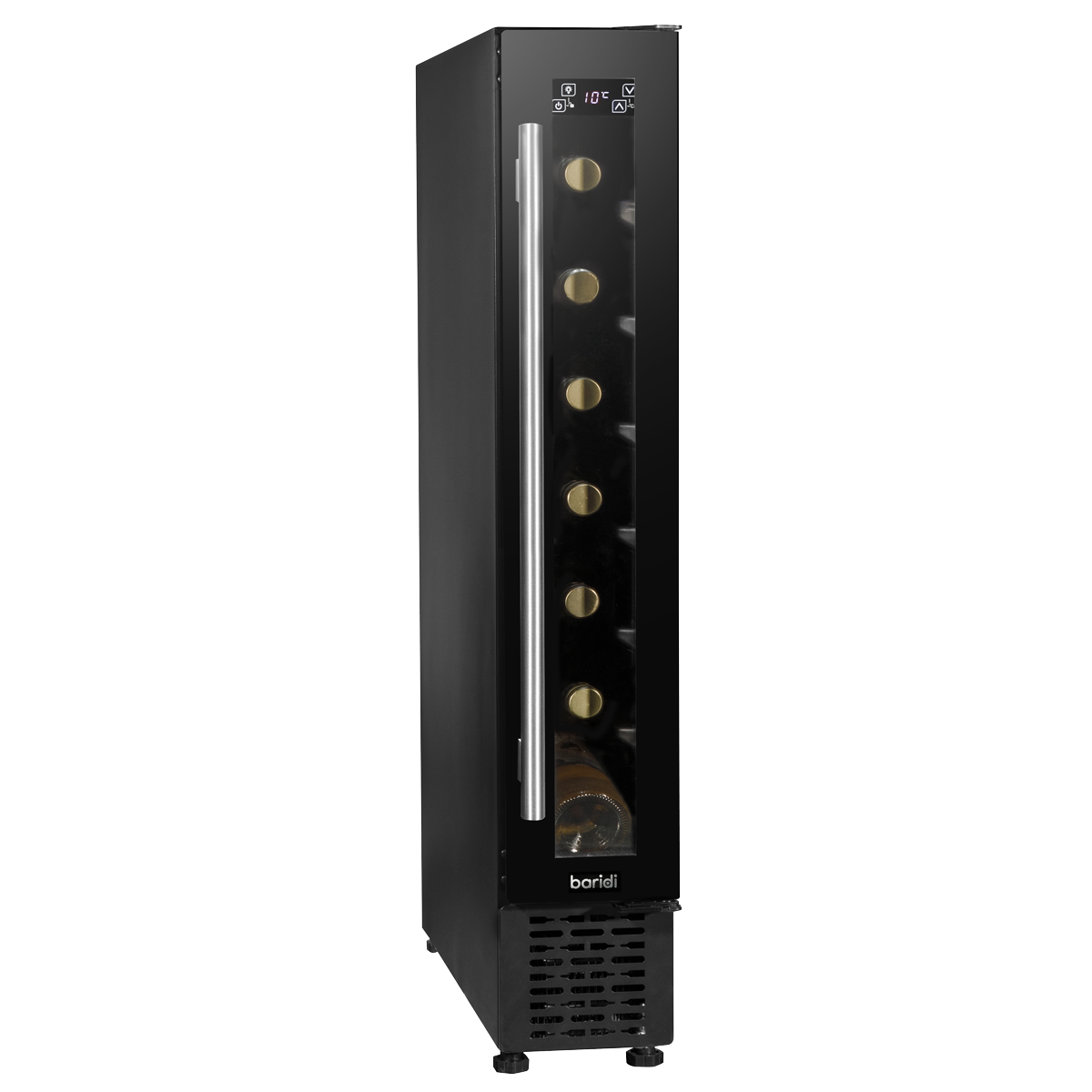 Baridi DH76 7 Bottle Extra-Slim Undercounter Wine Fridge with Digital Touch Screen Controls & LED Light - Black
