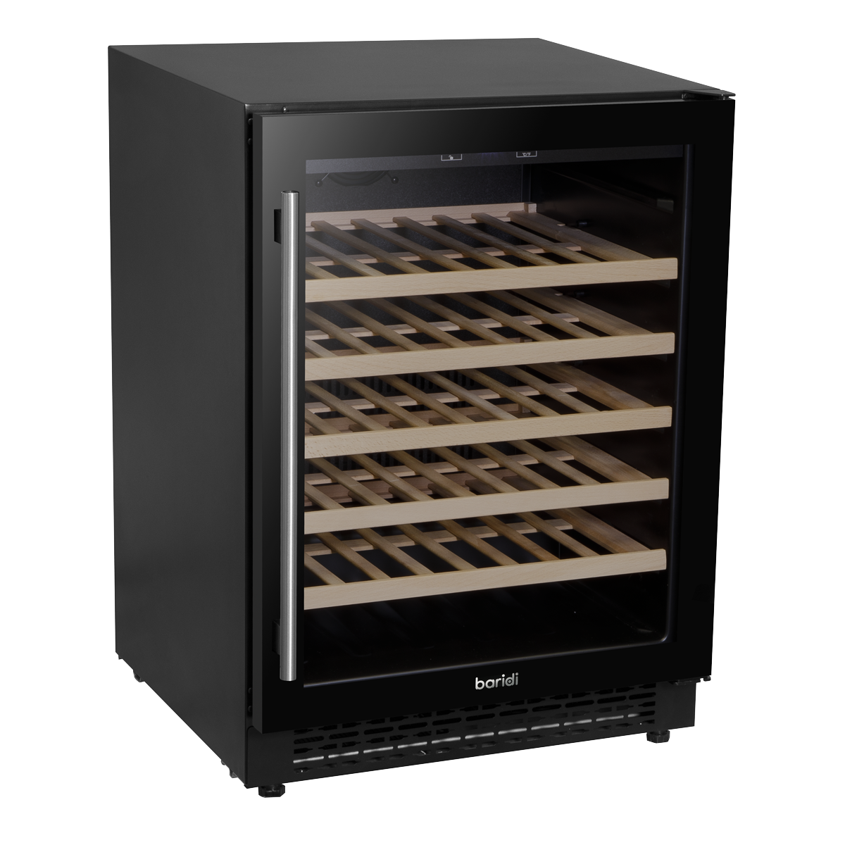 Baridi DH78 54 Bottle Undercounter/Freestanding Wine Fridge with Digital Touch Screen Controls, Wooden Shelves & LED Light