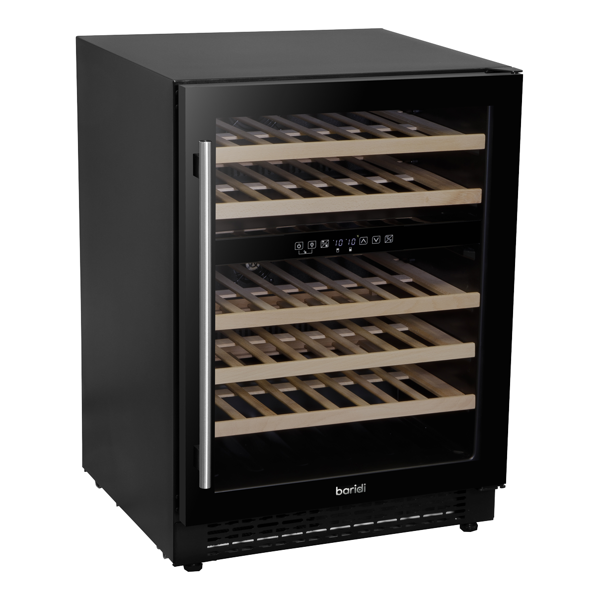 Baridi DH79 46 Bottle Dual Zone Undercounter/Freestanding Fridge with Digital Touch Screen Controls, Wooden Shelves & LED