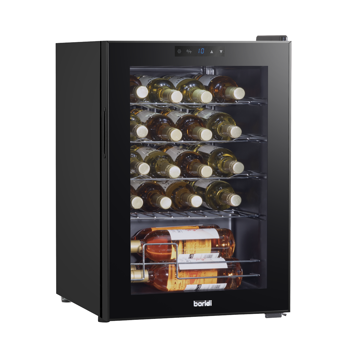 Baridi DH8 20 Bottle Wine Fridge with Digital Touch Screen Controls, Metal Shelves & LED Light - Black