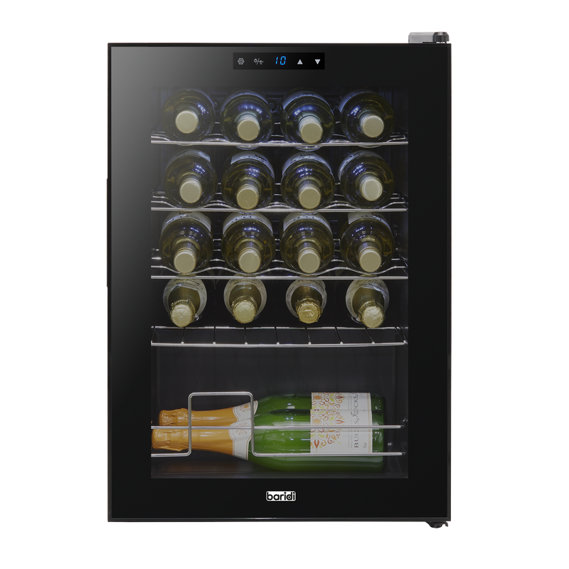 Baridi DH8 20 Bottle Wine Fridge with Digital Touch Screen Controls, Metal Shelves & LED Light - Black - additional view 3