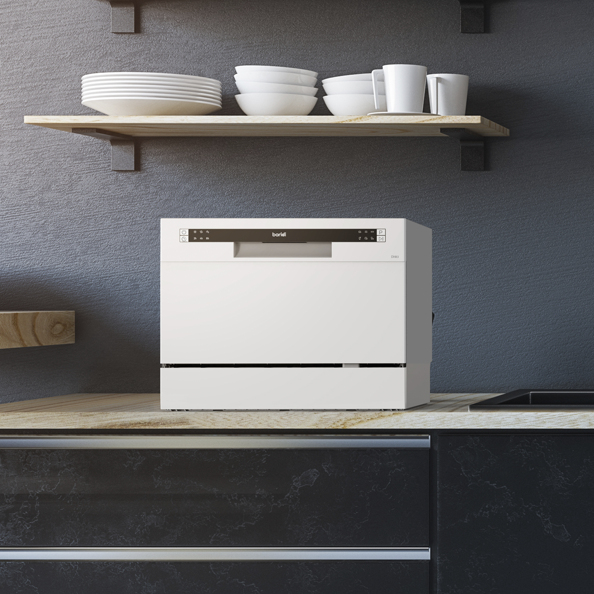 Baridi DH83 Tabletop Dishwasher 6 Place Settings 6.5L Capacity - White - additional view 13