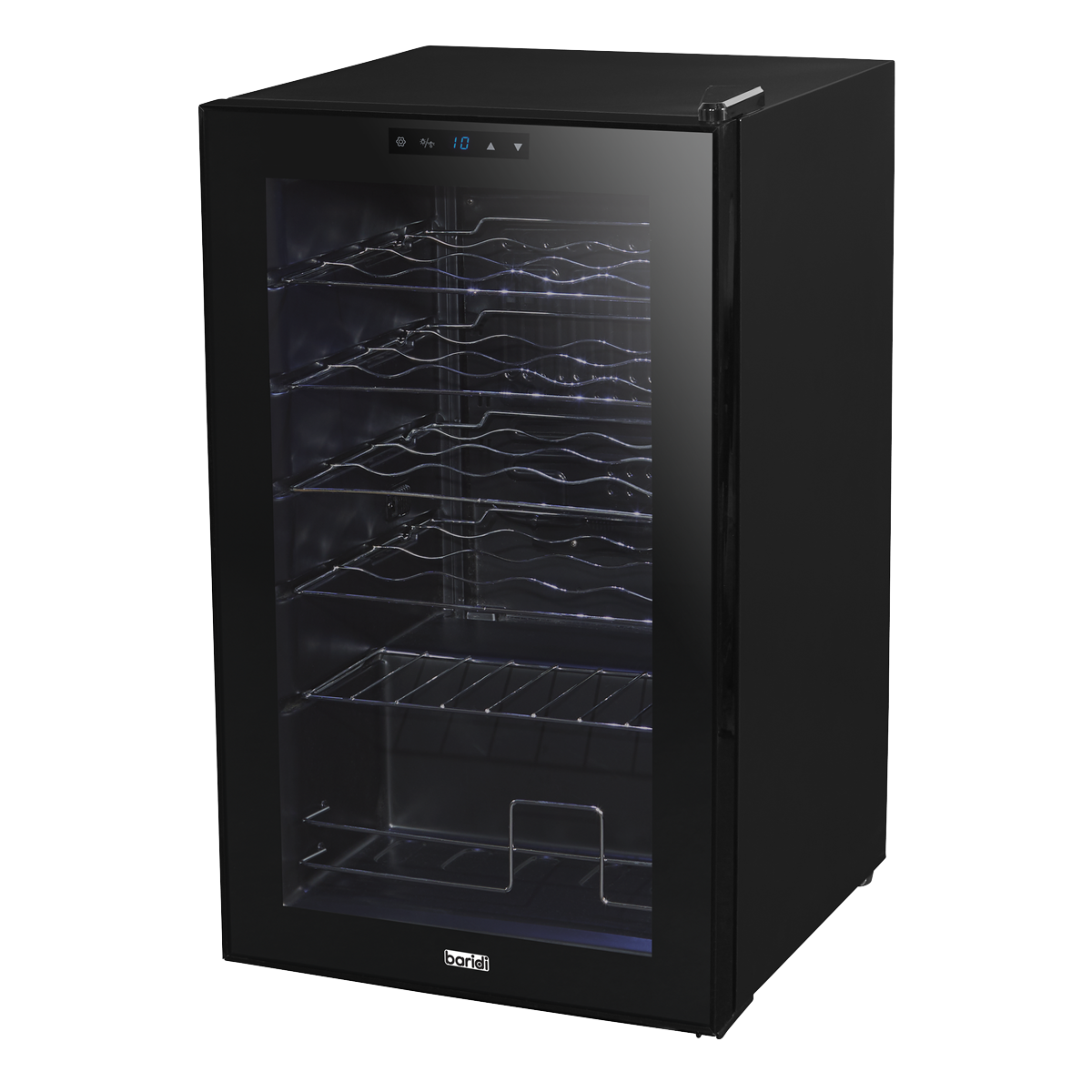 Baridi DH9 24 Bottle Wine Fridge with Digital Touch Screen Controls, Metal Shelves & LED Light - Black - additional view 2