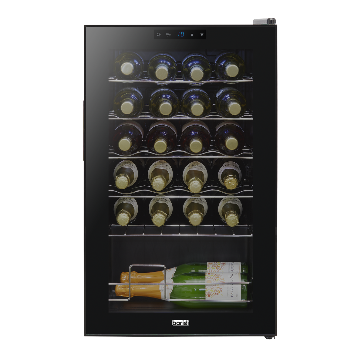 Baridi DH9 24 Bottle Wine Fridge with Digital Touch Screen Controls, Metal Shelves & LED Light - Black - additional view 3