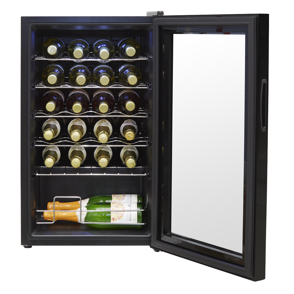 Baridi DH9 24 Bottle Wine Fridge with Digital Touch Screen Controls, Metal Shelves & LED Light - Black - additional view 4