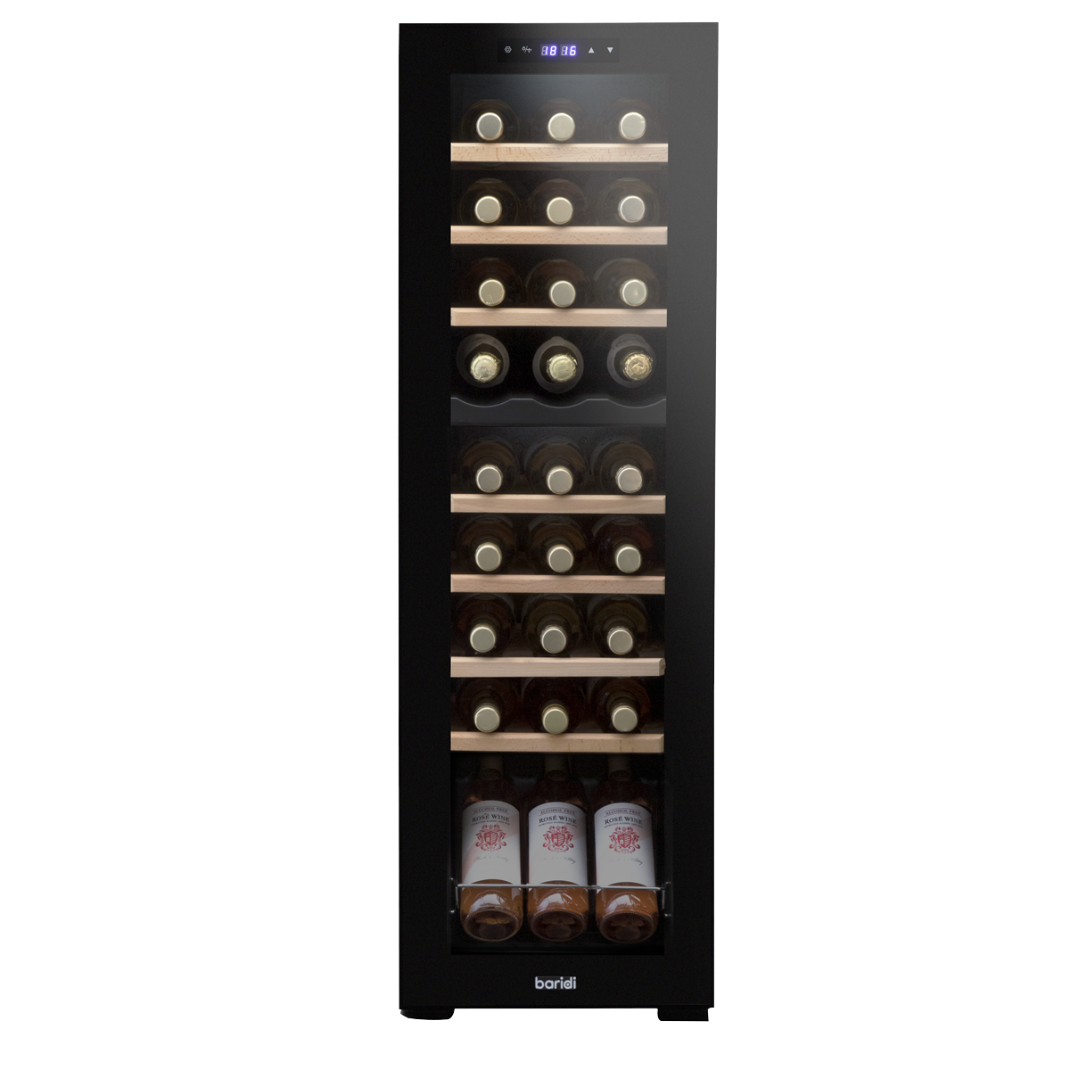 Baridi DH90 27 Bottle Dual Zone Wine Fridge with Digital Touch Screen Controls, Beech Wood Shelves & LED - additional view 2