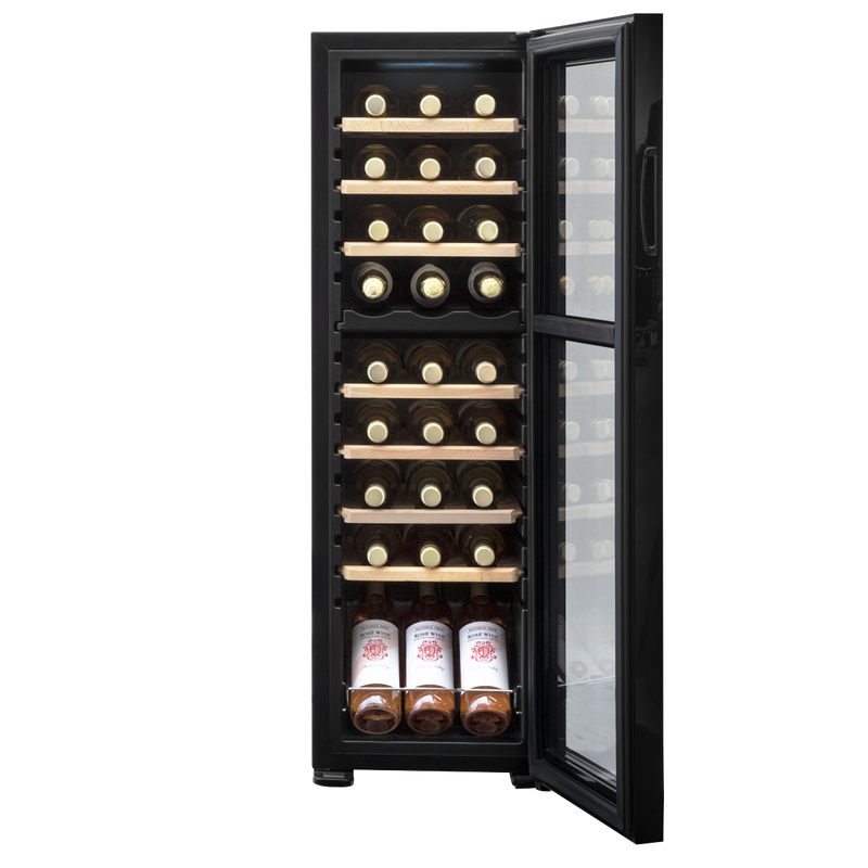 Baridi DH90 27 Bottle Dual Zone Wine Fridge with Digital Touch Screen Controls, Beech Wood Shelves & LED - additional view 3