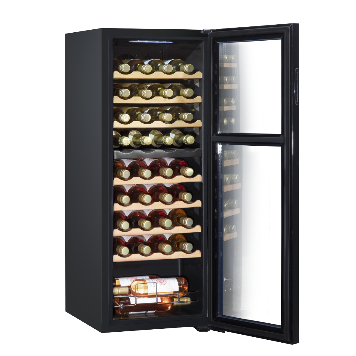 Baridi DH91 36 Bottle Dual Zone Wine Fridge with Digital Touch Screen Controls, Beech Wood Shelves & LED - additional view 3