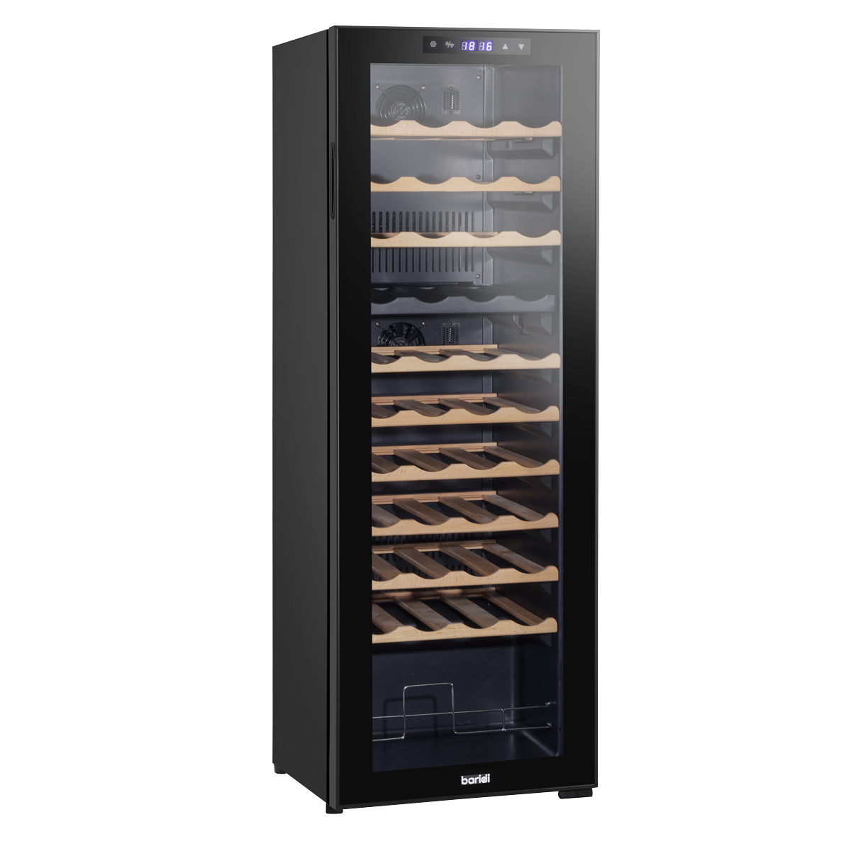 Baridi DH92 44 Bottle Dual Zone Wine Fridge with Digital Touch Screen Controls, Beech Wood Shelves & LED - additional view 7