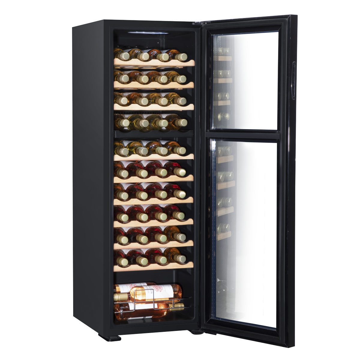Baridi DH92 44 Bottle Dual Zone Wine Fridge with Digital Touch Screen Controls, Beech Wood Shelves & LED - additional view 9