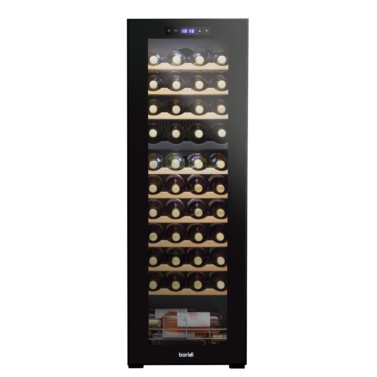 Baridi DH92 44 Bottle Dual Zone Wine Fridge with Digital Touch Screen Controls, Beech Wood Shelves & LED - additional view 3