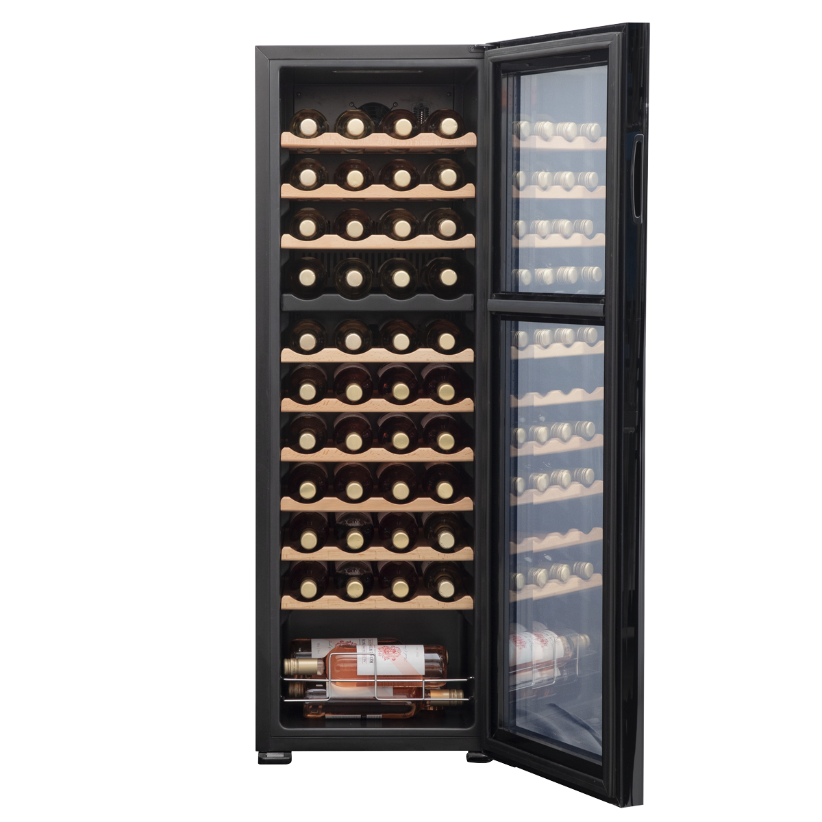 Baridi DH92 44 Bottle Dual Zone Wine Fridge with Digital Touch Screen Controls, Beech Wood Shelves & LED - additional view 5