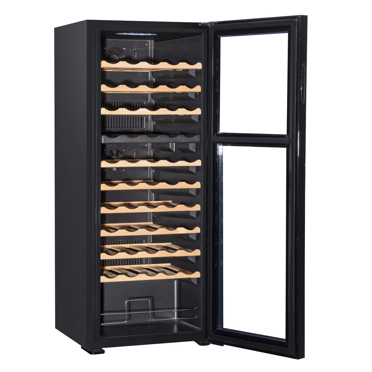 Baridi DH93 55 Bottle Dual Zone Wine Fridge with Digital Touch Screen Controls, Beech Wood Shelves & LED - additional view 3