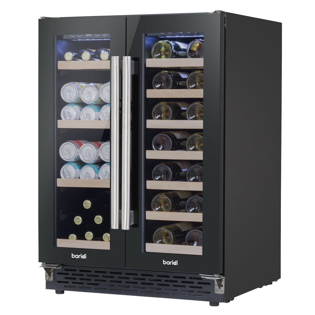 Baridi DH96 40 Bottle/120 Can Dual Zone Undercounter/Freestanding Wine & Drinks Fridge - Black - additional view 2