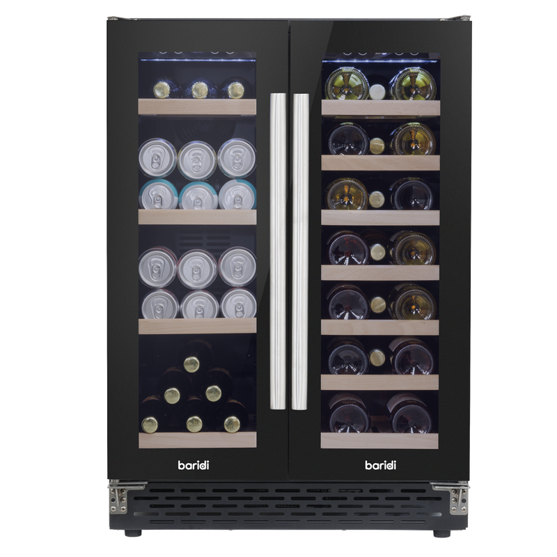 Baridi DH96 40 Bottle/120 Can Dual Zone Undercounter/Freestanding Wine & Drinks Fridge - Black - additional view 3