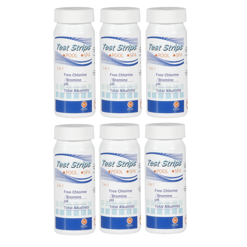 Dellonda DL108 3-in-1 Chlorine, PH & Alkalinity Test Strips x50 Strips - Pack of 6