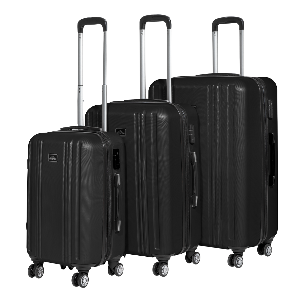 Dellonda DL11 Lightweight ABS Luggage Set with TSA Lock - Black