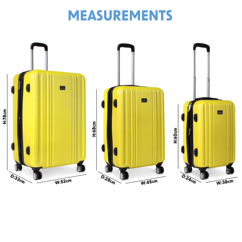 Dellonda DL124 Lightweight ABS Luggage Set with TSA Lock - Yellow - additional view 9