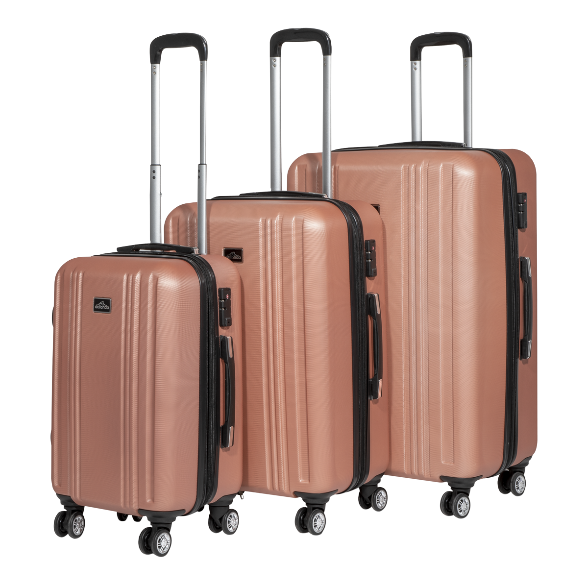 Dellonda DL125 Lightweight ABS Luggage Set with TSA Lock - Rose Gold