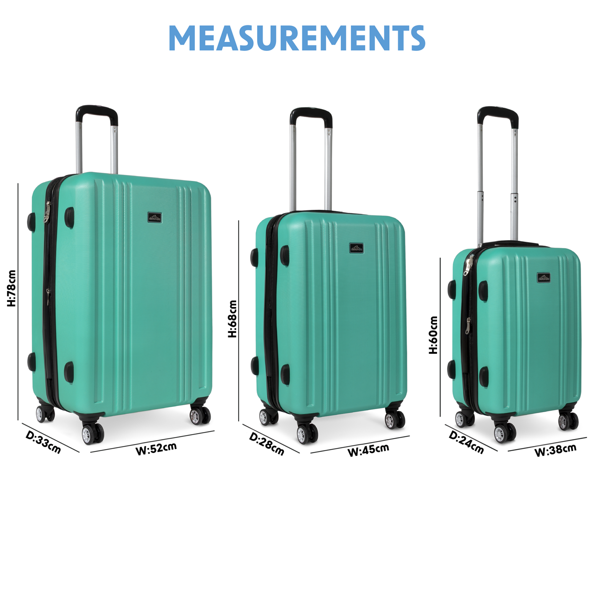 Dellonda DL126 Lightweight ABS Luggage Set with TSA Lock - Teal - additional view 8