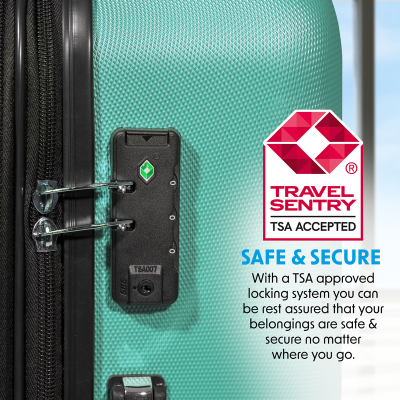 Dellonda DL126 Lightweight ABS Luggage Set with TSA Lock - Teal - additional view 9