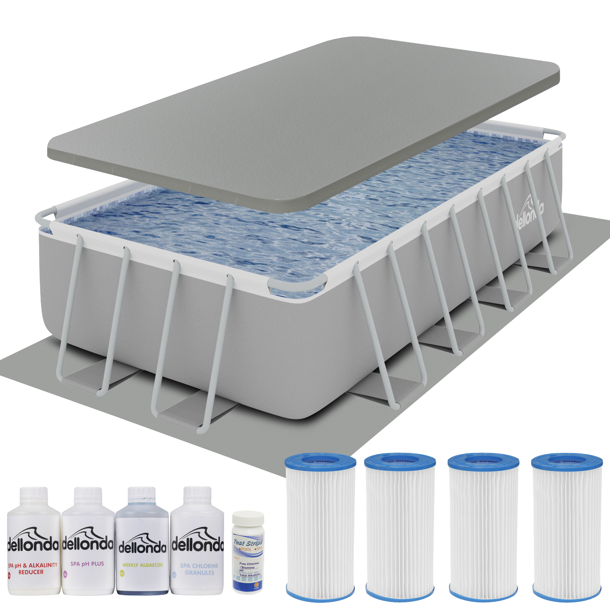 Dellonda DL140 Deluxe Steel Frame Swimming Pool with Filter Pump 18ft, Top Cover, Ground Sheet & - additional view 6