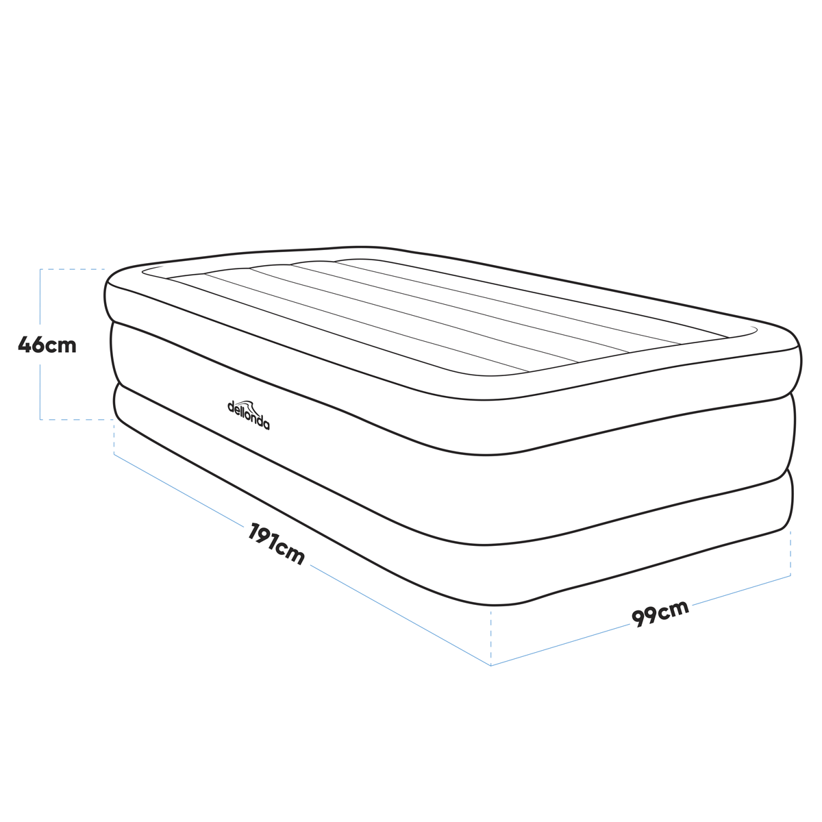 Dellonda DL146 Raised Air Bed with Built-in Electric Pump & Storage Bag - Single - additional view 6