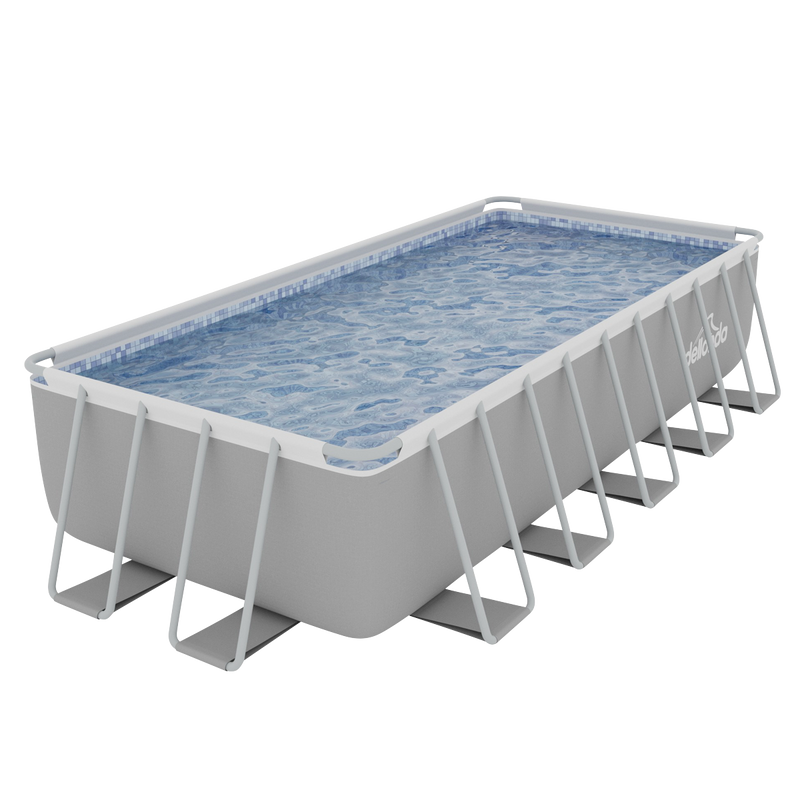 Dellonda DL150 Deluxe Steel Frame Rectangular Swimming Pool with Step Ladder & Filter Pump 21ft