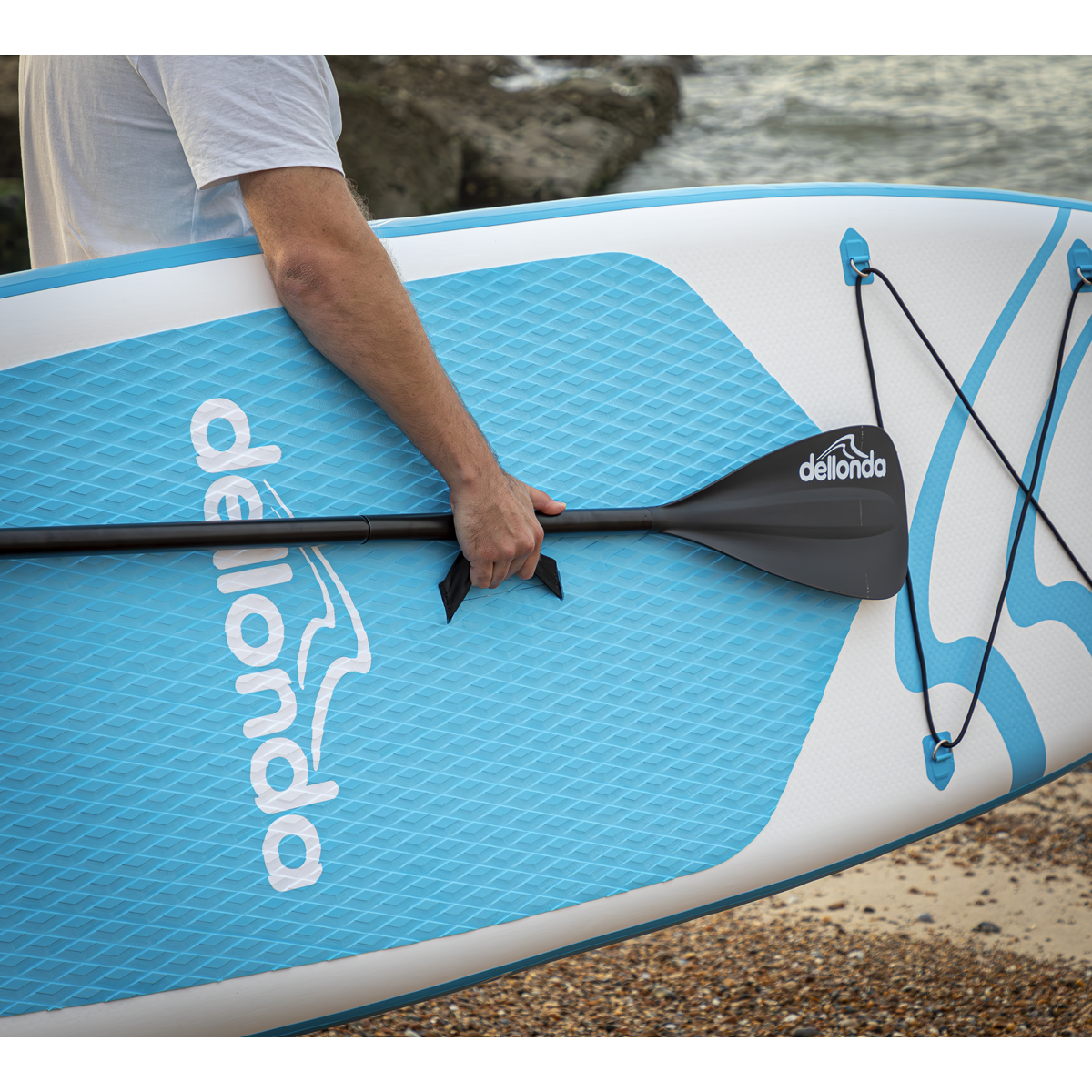 Dellonda DL152 Inflatable Stand-Up Paddle Board 10'6" - Light Blue/White - additional view 4