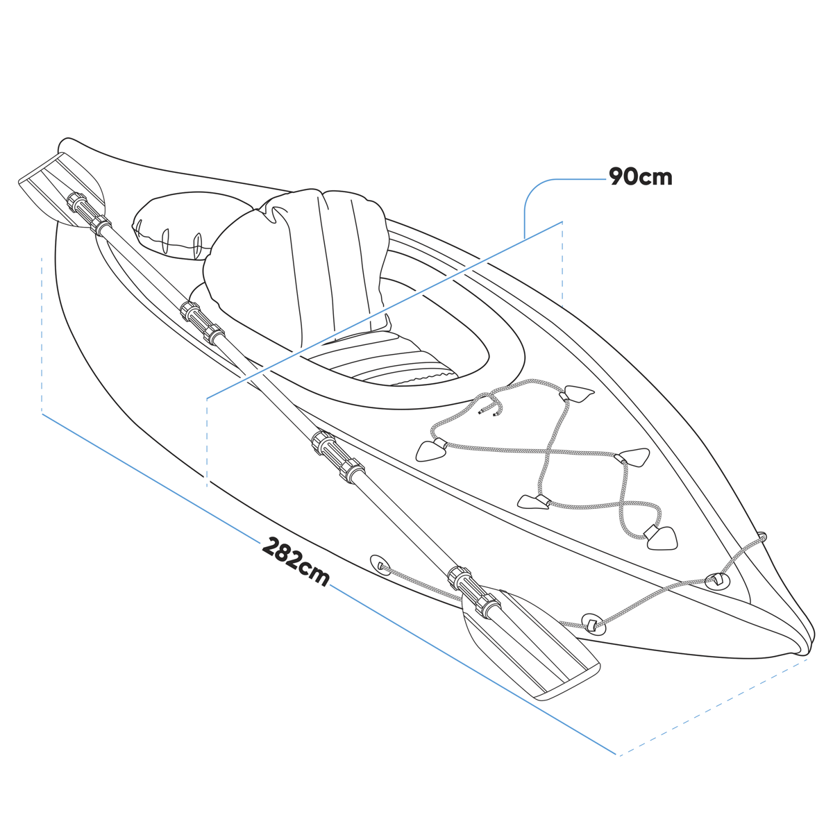 Dellonda DL154 Inflatable One-Person Kayak/Canoe Set with Pump, Carry Bag & Aluminium Oar - Blue/Green - additional view 12