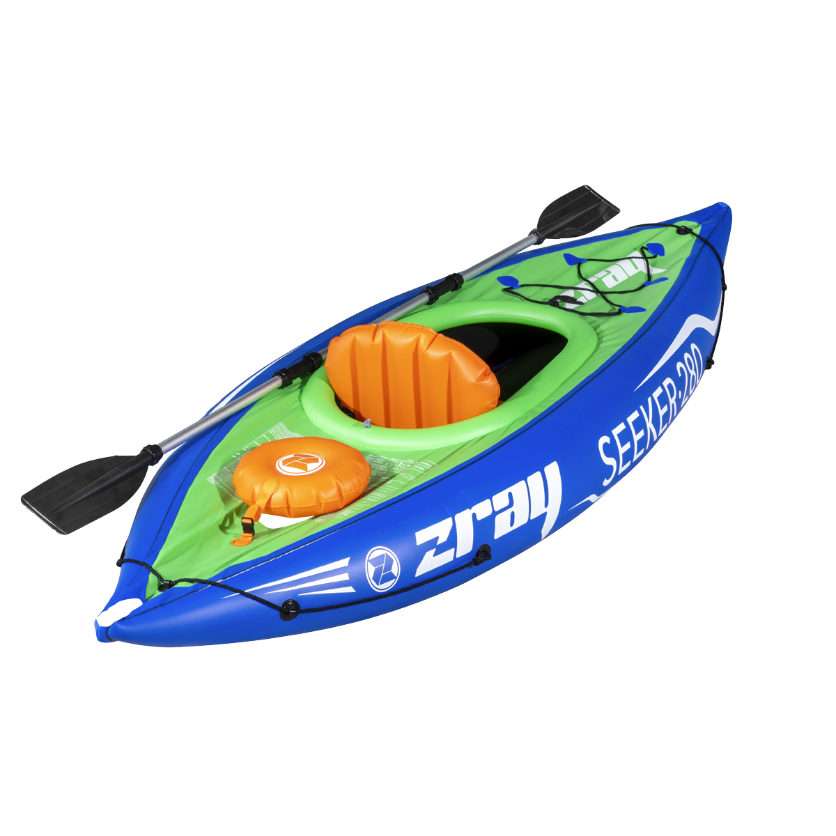 Dellonda DL154 Inflatable One-Person Kayak/Canoe Set with Pump, Carry Bag & Aluminium Oar - Blue/Green - additional view 11