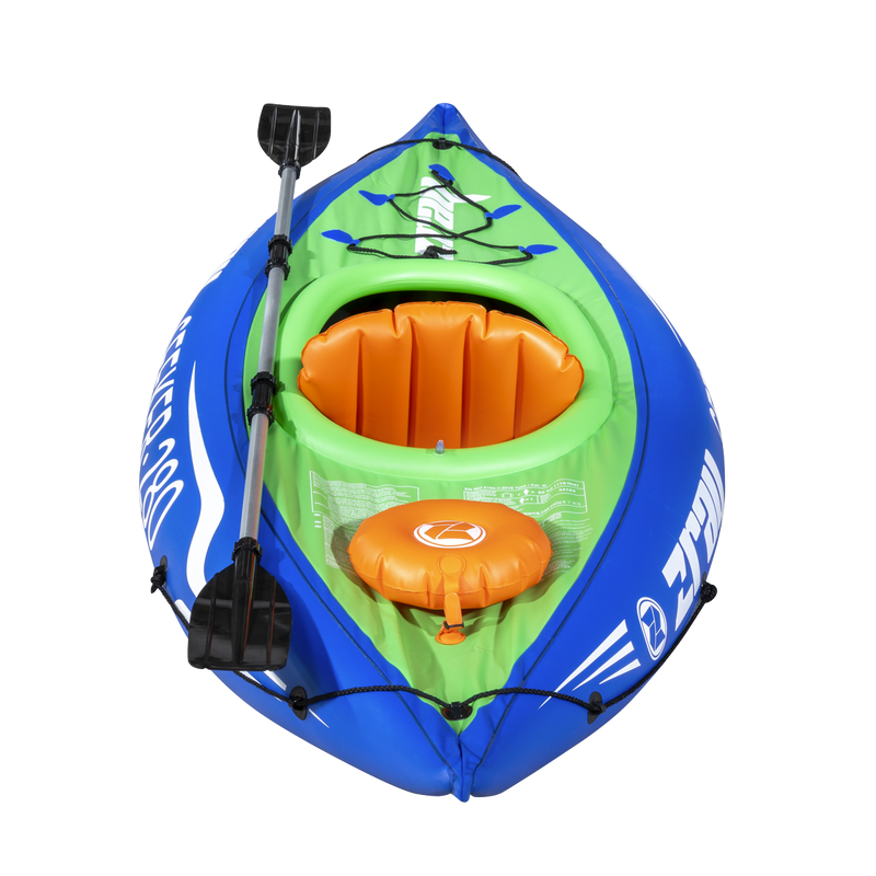 Dellonda DL154 Inflatable One-Person Kayak/Canoe Set with Pump, Carry Bag & Aluminium Oar - Blue/Green - additional view 4
