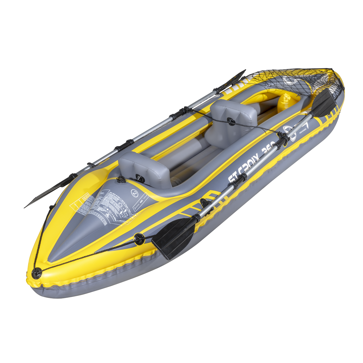 Dellonda DL155 Inflatable 2-Person Kayak/Canoe Set with Pump, Carry Bag & 2 Oars - Blue/Yellow/White - additional view 9