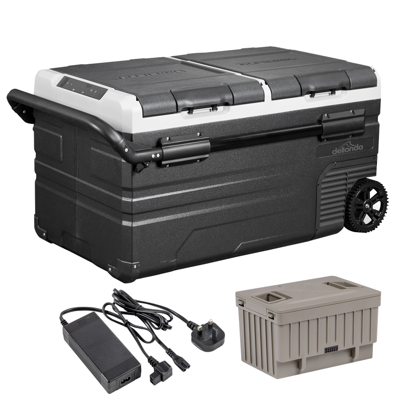Dellonda DL172 Portable Fridge Freezer/Cool Box 75L with 11.1V Portable Battery & AC/DC 230V Adaptor