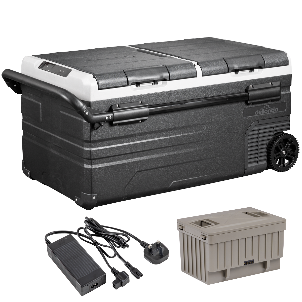 Dellonda DL173 Portable Fridge Freezer/Cool Box 95L with 11.1V Portable Battery & AC/DC 230V Adaptor