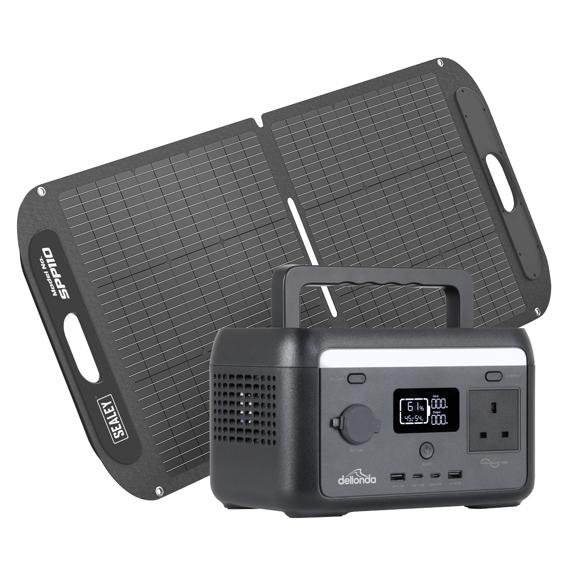 Dellonda DL178 Portable Power Station 300W & ETFE Foldable Solar Panel 110W