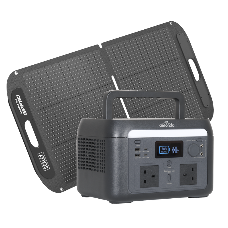 Dellonda DL179 Portable Power Station 600W & ETFE Foldable Solar Panel 110W