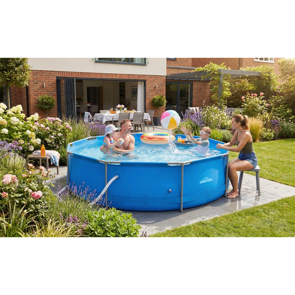 Dellonda DL19 Steel Frame Round Swimming Pool & Filter Pump 10ft - Blue - additional view 8