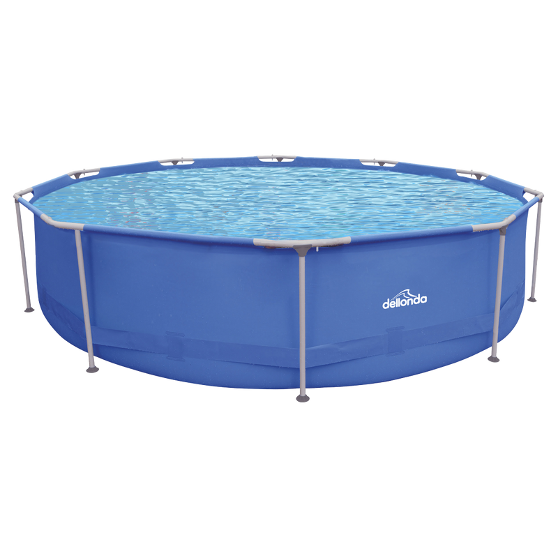 Dellonda DL20 Steel Frame Round Swimming Pool with Filter Pump 12ft - Blue