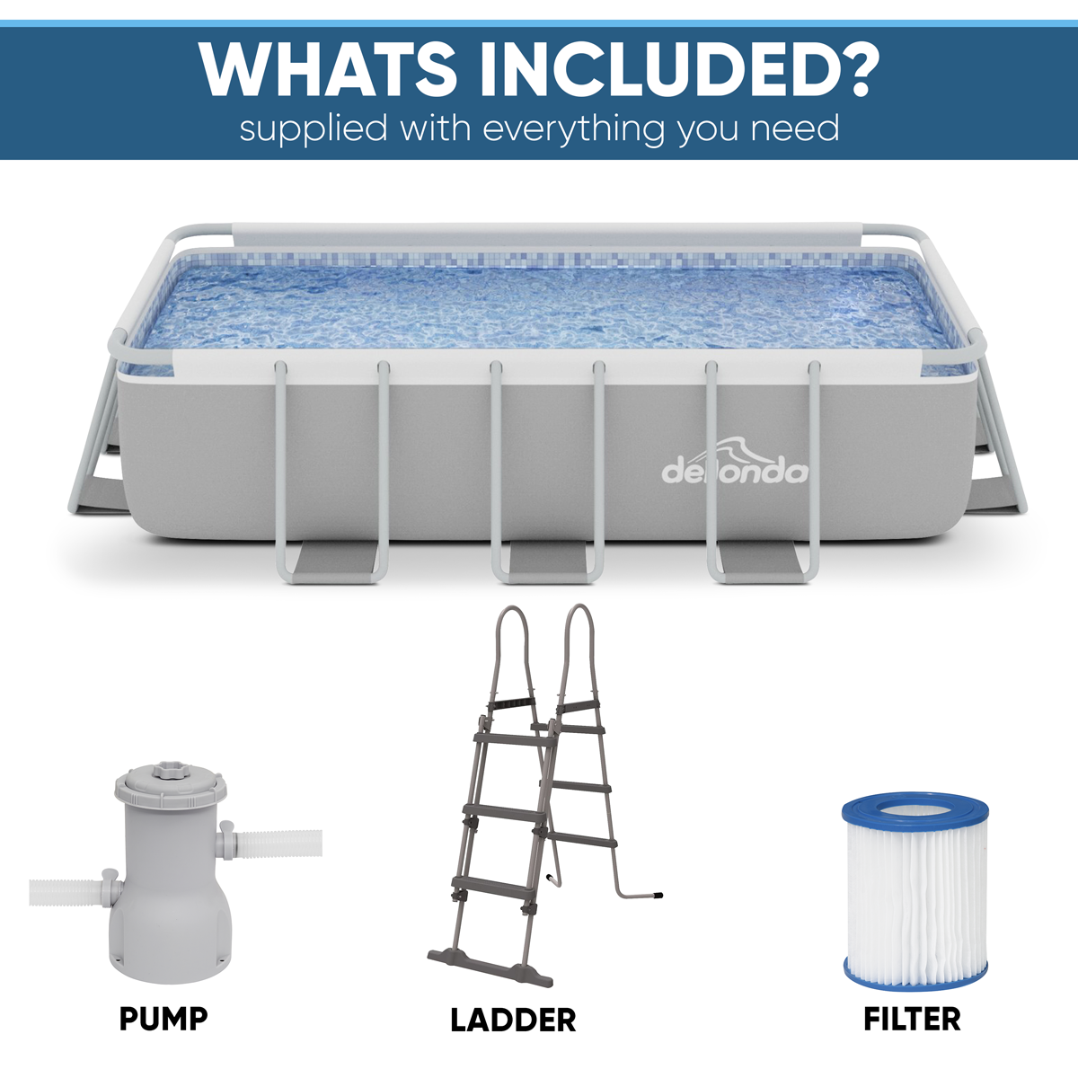 Dellonda DL21 Deluxe Steel Frame Swimming Pool with Filter Pump 13ft - additional view 10