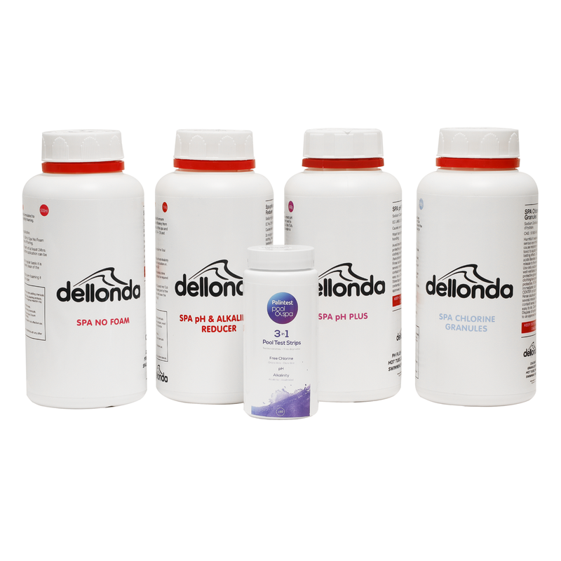 Dellonda DL62 Hot Tub/Spa Starter Kit - Chlorine, pH Increaser, Dry Acid, Foam Down & Test Strips - additional view 2