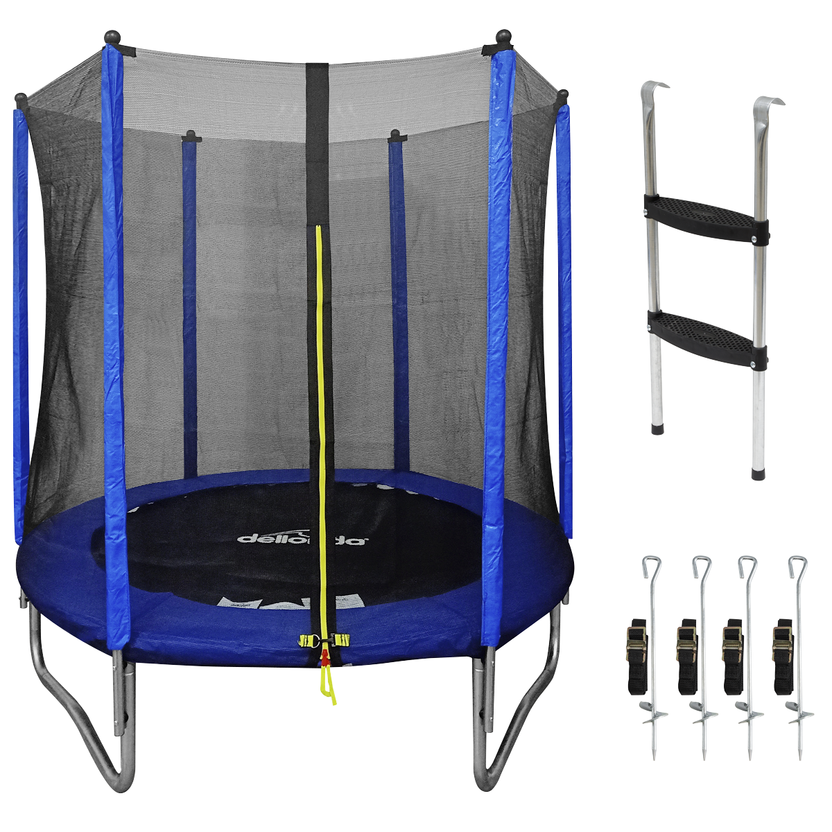 Dellonda DL92 Heavy-Duty Outdoor Trampoline with Safety Enclosure Net, Anchors & Ladder 6ft