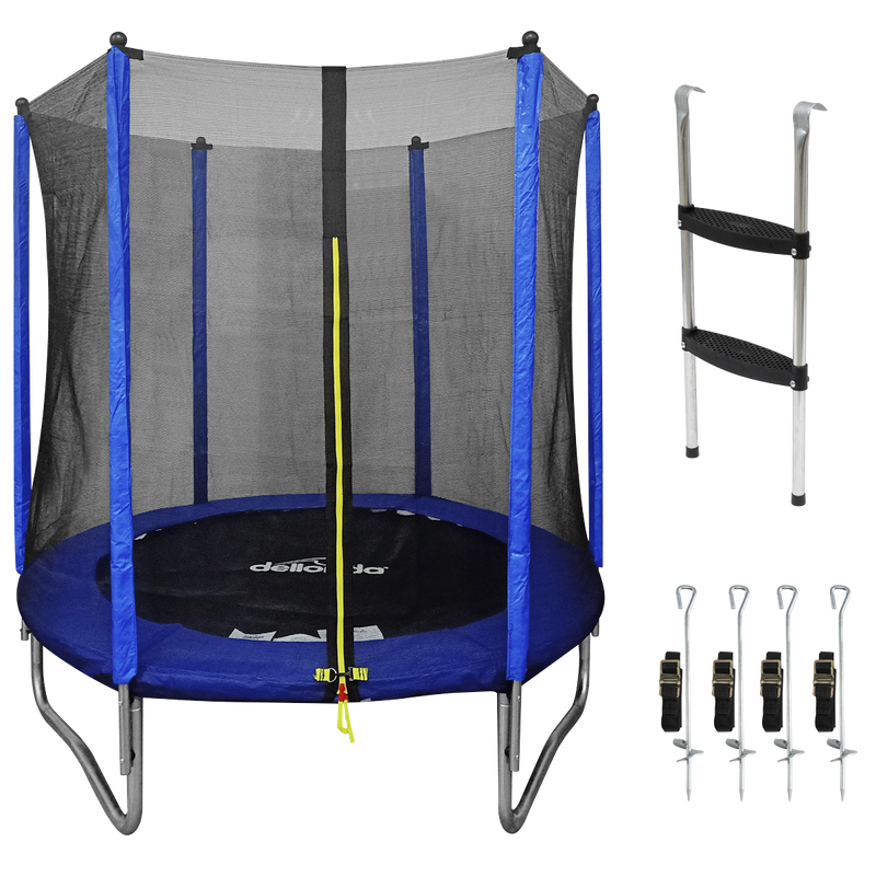 Dellonda DL92 Heavy-Duty Outdoor Trampoline with Safety Enclosure Net, Anchors & Ladder 6ft