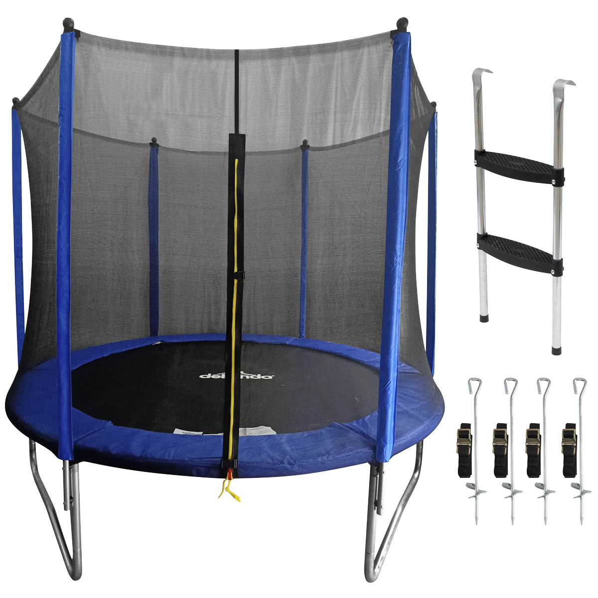 Dellonda DL93 Heavy-Duty Outdoor Trampoline with Safety Enclosure Net, Anchors & Ladder 8ft