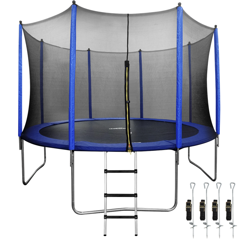 Dellonda DL95 Heavy-Duty Outdoor Trampoline with Safety Enclosure Net, Anchors & Ladder 12ft