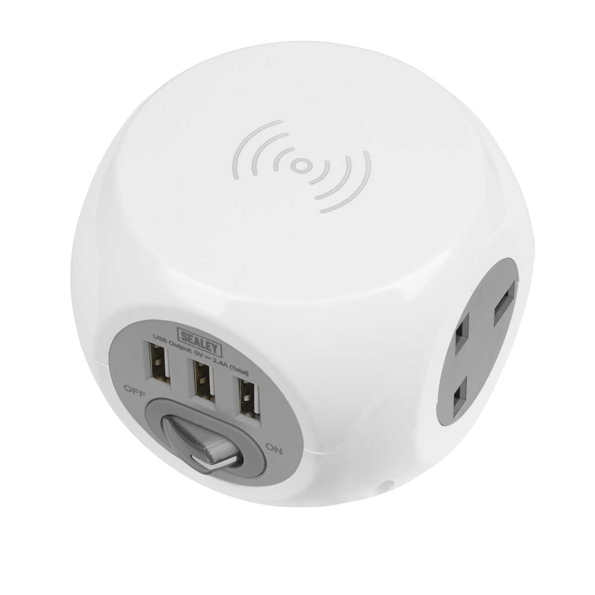 Sealey EL144WC 1.4m Extension Cable Cube & Wireless Charging Pad 3 x 230V & 3 x USB