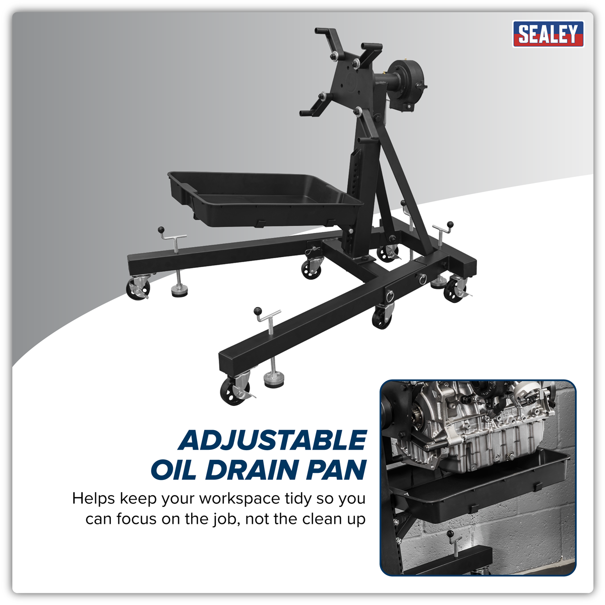 Sealey ES680DS Viking Folding 360º Rotating Engine Stand with Geared Handle & Drain Pan - additional view 16